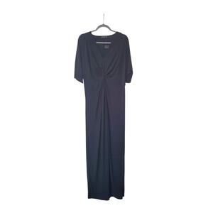 Koh Koh Black V-Neck Front Knot Slimming Side Slit Maxi Dress NWT, Plus Size 2XL